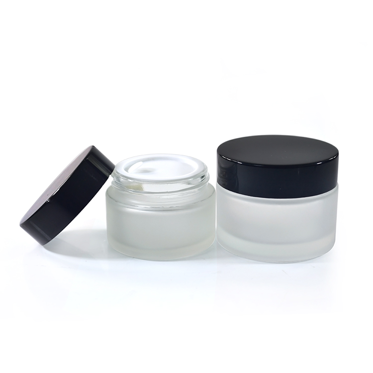 Cosmetic empty  jar   5g 10g 15g 20g 30g and 50g frosted glass cream   jar with gold silver black  aluminum cap