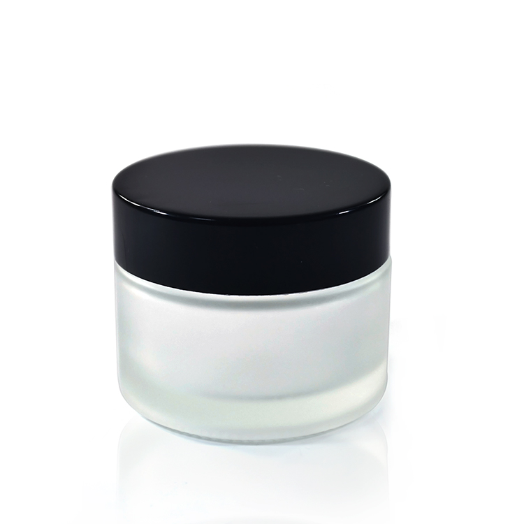 Cosmetic empty jar 5g 10g 15g 20g 30g and 50g frosted glass cream jar with gold silver black aluminum cap