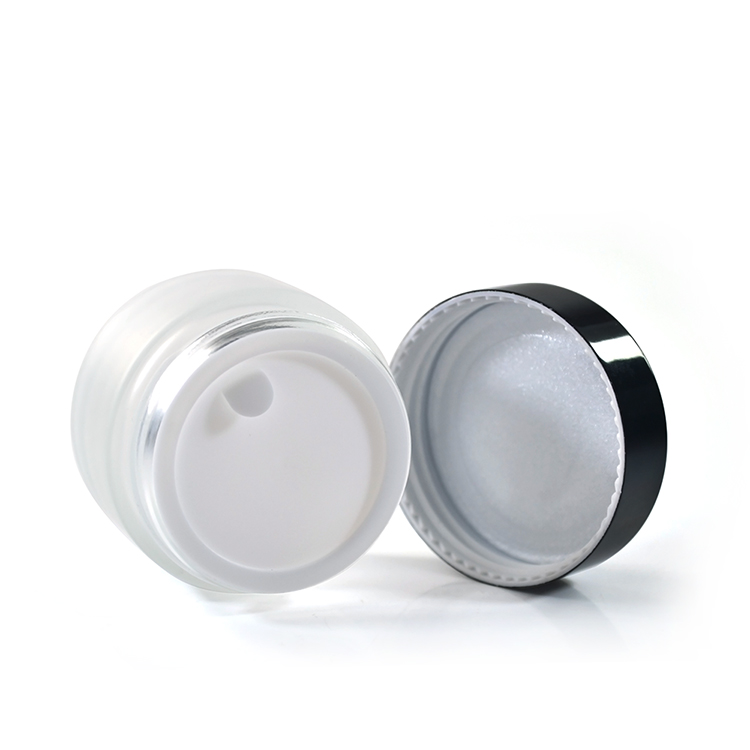 Cosmetic empty jar 5g 10g 15g 20g 30g and 50g frosted glass cream jar with gold silver black aluminum cap