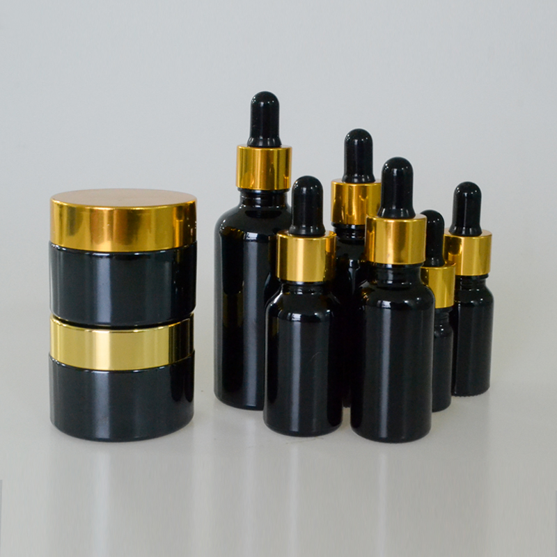 Cosmetic essential oil 5ml 10ml 15ml 20ml 30ml 50ml 100ml UV resistant black glass bottle