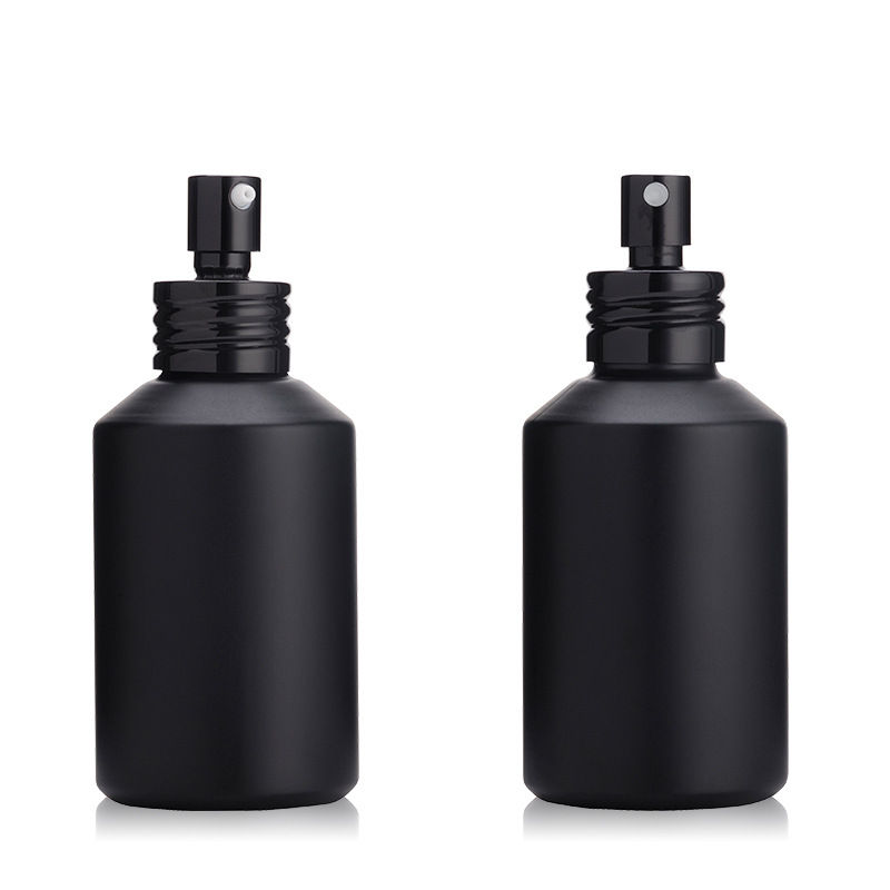 Cosmetic essential oil serum container 30ml frosted matte black glass dropper bottle with black cap