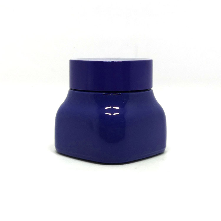 Cosmetic face cream container custom blue white porcelain square glass jar for serum