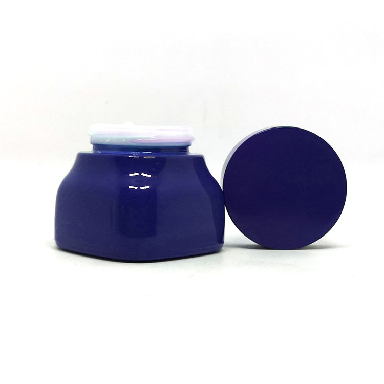 Cosmetic face cream container custom blue white porcelain square glass jar for serum