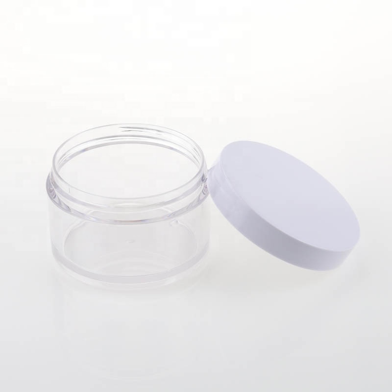 Cosmetic face cream plastic container 100g silver edge white skin care jar