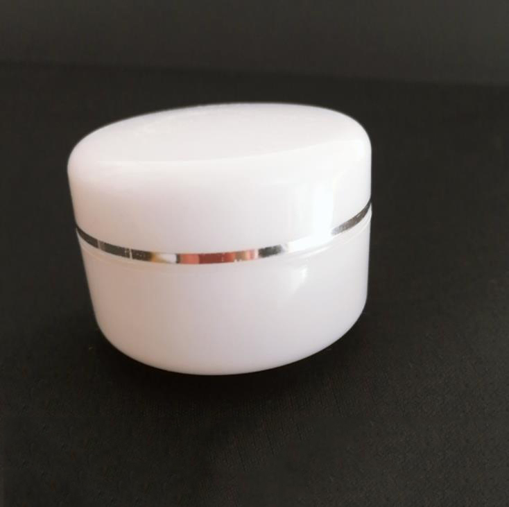 Cosmetic face cream plastic container 30g silver edge white plastic jar, cosmetic jar 200g