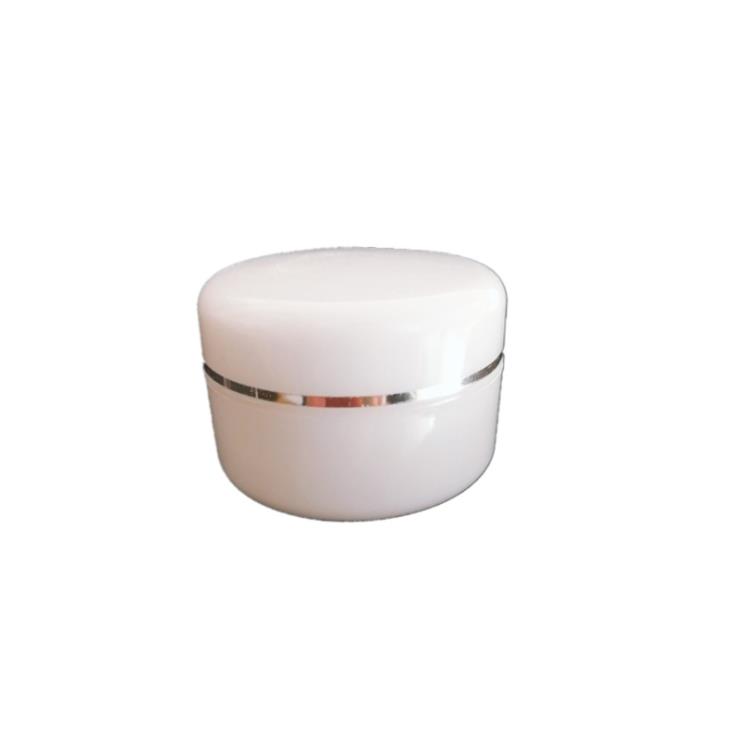 Cosmetic face cream plastic container 30g silver edge white plastic jar, cosmetic jar 200g