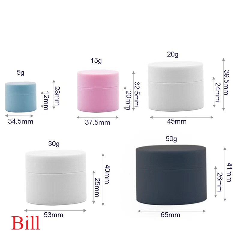 Cosmetic face cream plastic container 5g 10g 15g 20g 30g 50g white pp plastic bottle jar 5g 15g 20g 30g 50g