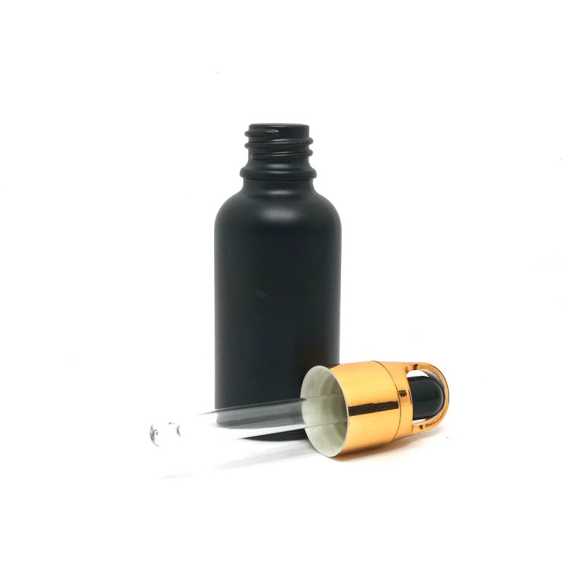 Cosmetic face oil 100ml matte frosted glass dropper bottle with gold lid