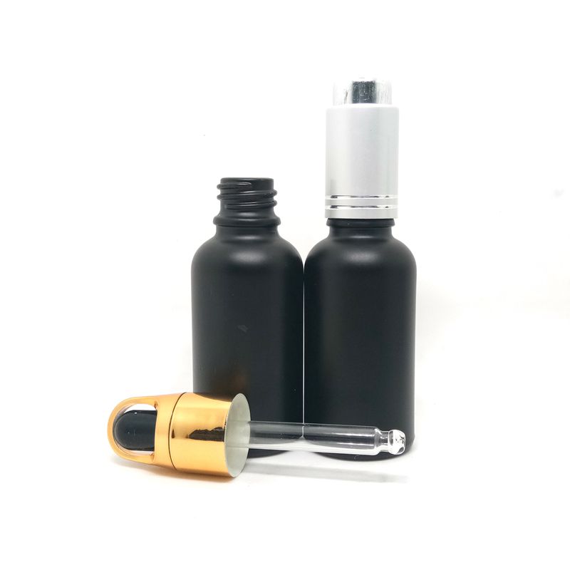Cosmetic face oil 100ml matte frosted glass dropper bottle with gold lid