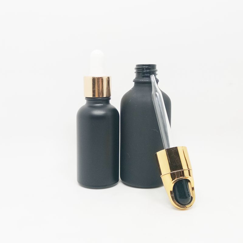 Cosmetic face oil 100ml matte frosted glass dropper bottle with gold lid