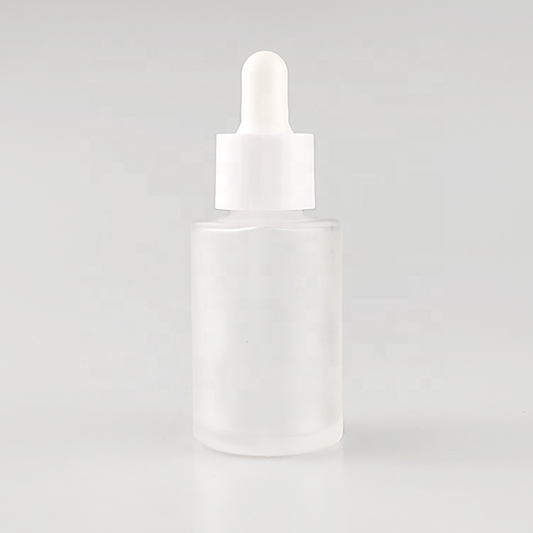Cosmetic flat shoulder 15ml 20ml 30ml frosted clear glass bottle with screw cap frasco gotero