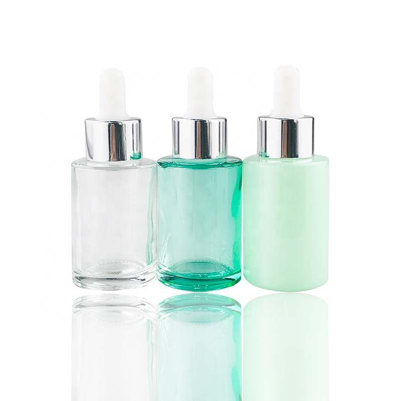 Cosmetic flat shoulder 15ml 20ml 30ml frosted clear glass bottle with screw cap frasco gotero