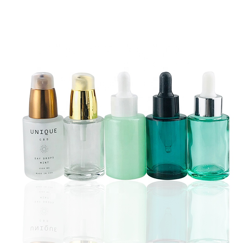 Cosmetic flat shoulder 15ml 20ml 30ml frosted clear glass bottle with screw cap frasco gotero