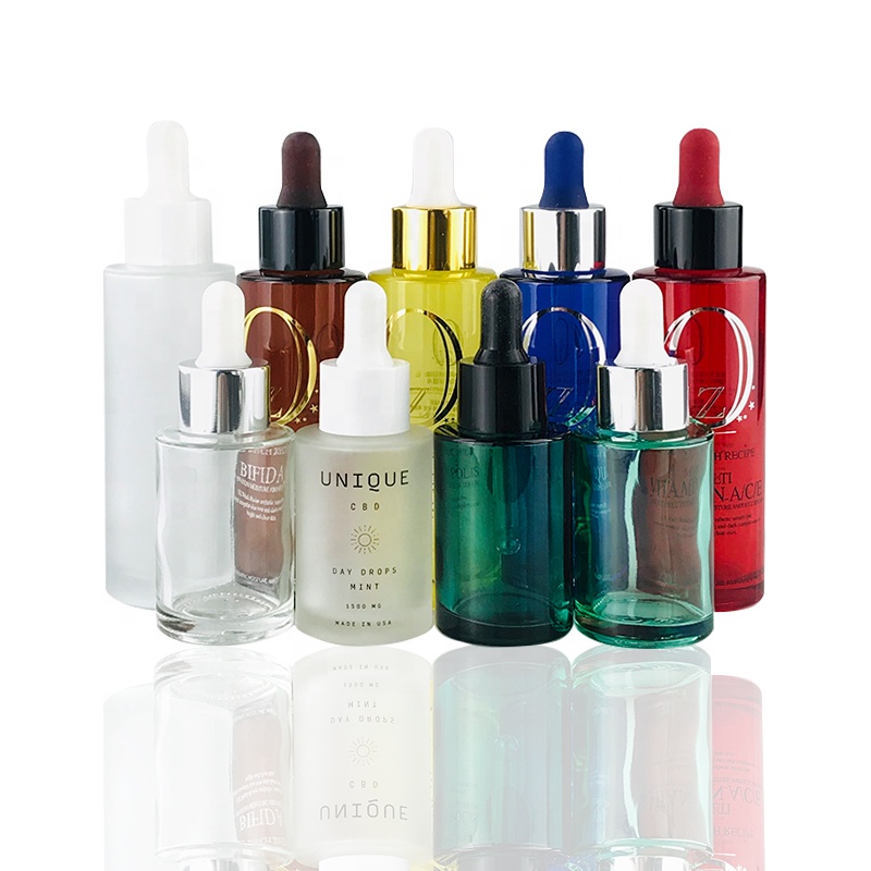 Cosmetic flat shoulder 15ml 20ml 30ml frosted clear glass bottle with screw cap frasco gotero