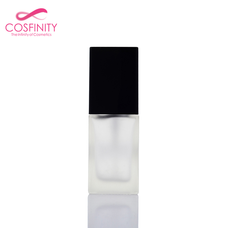 Cosmetic foundation spray bottle, 30ml glass liquid empty foundation bottle with black pump for lotion foundation