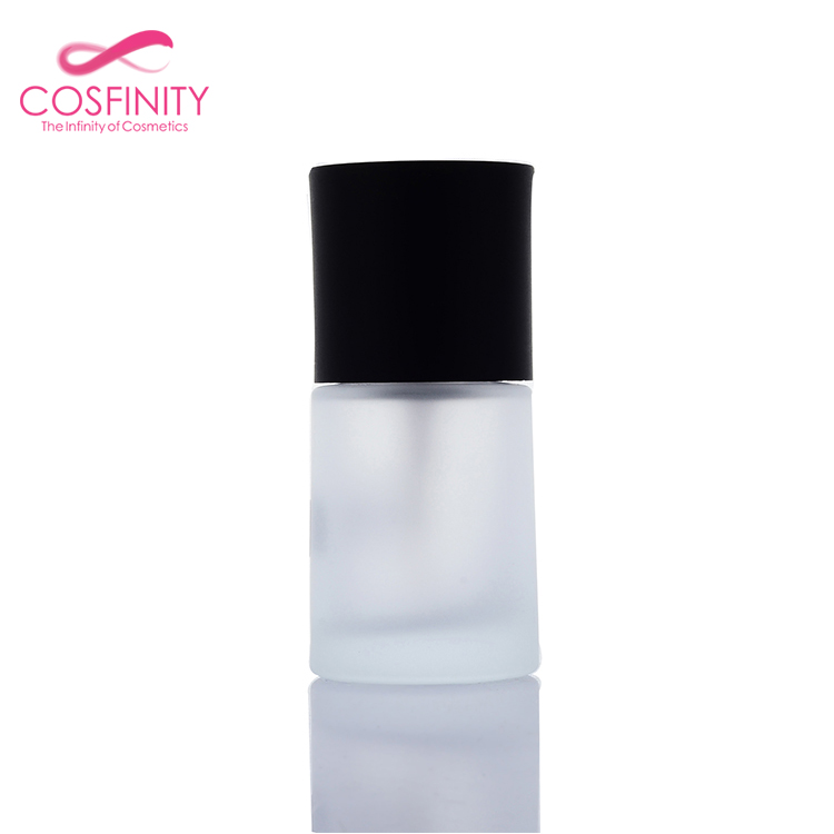 Cosmetic foundation spray bottle, 30ml glass liquid empty foundation bottle with black pump for lotion foundation