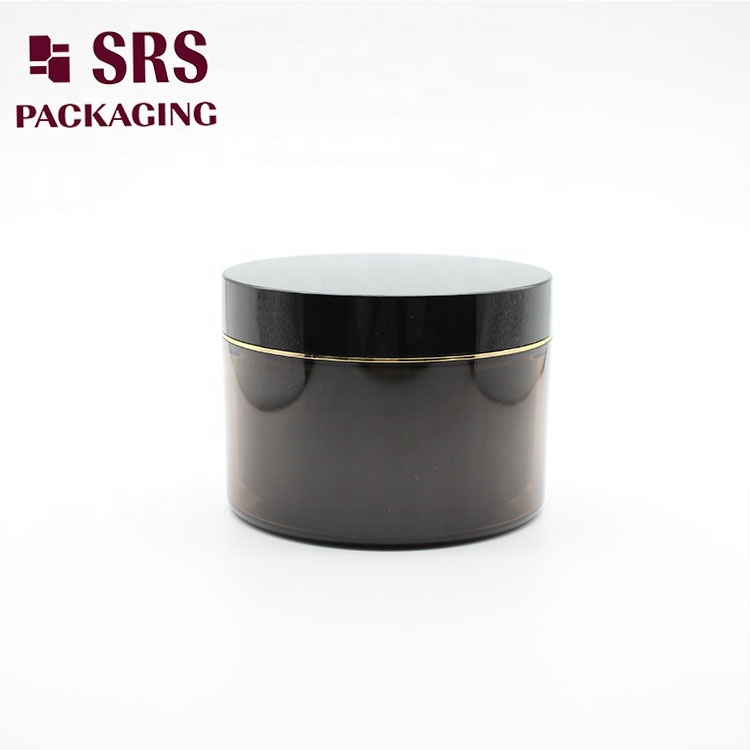 Cosmetic free samples 300g plastic round shape black jar with lid