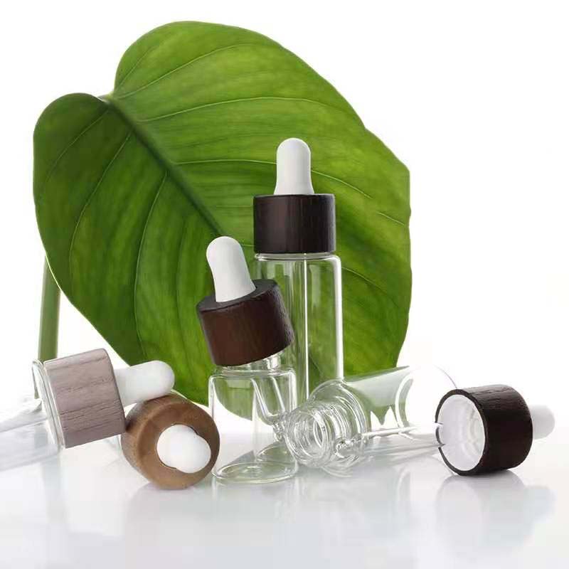 Cosmetic frosted glass cream jar lotion spray pump bottle friendly ecological bamboo lid wood cap skin care packaging