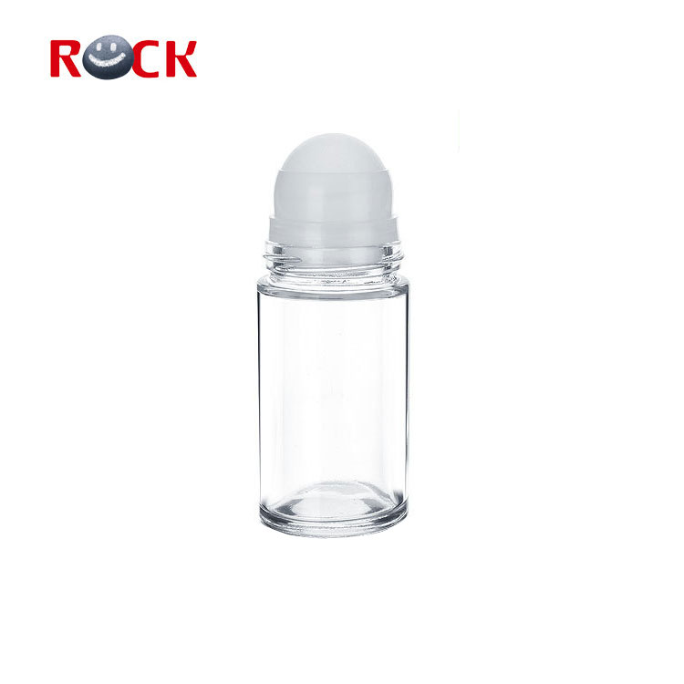 Cosmetic glass 50ml roll on bottle deodorant packaging