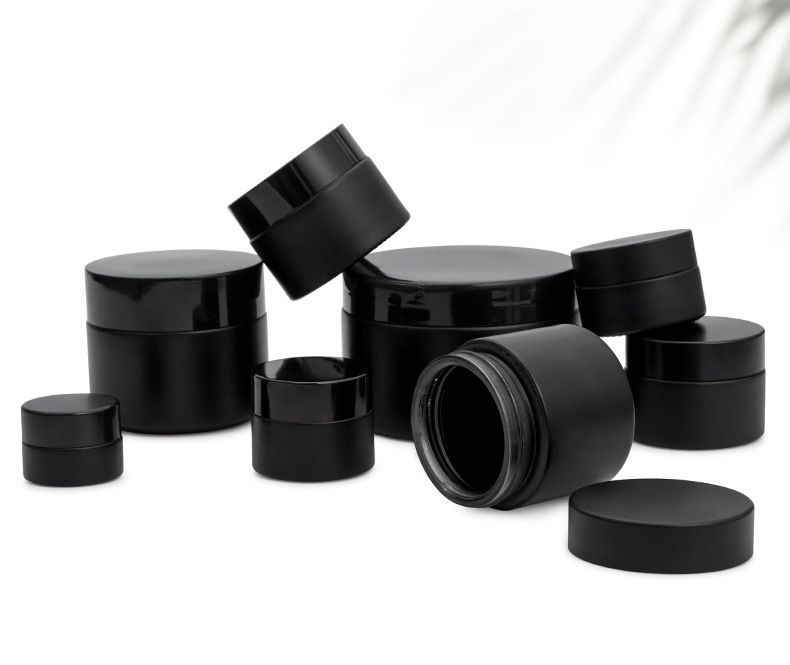 Cosmetic glass bottles 5g/10g/15g/20g/50g/100g dumb black cream bottle mask packing bottle eye cream cans