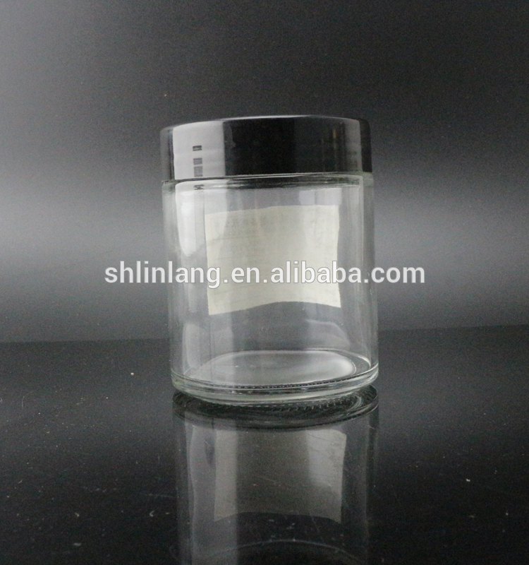 Cosmetic glass cream jar 250ml bottle with black lid
