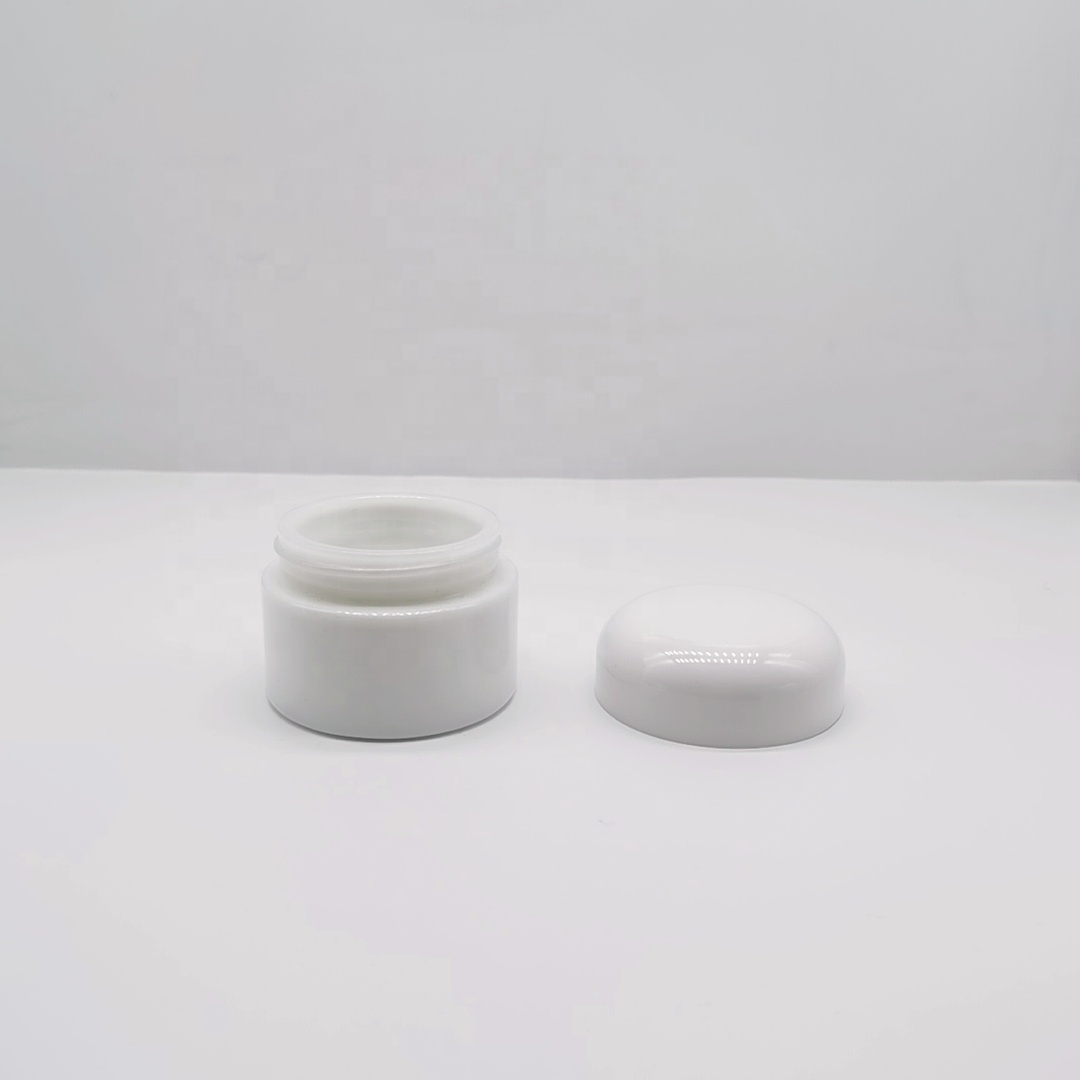 Cosmetic glass cream jar series 30g round white glass jar and round white cap