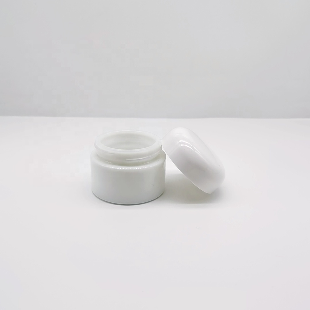 Cosmetic glass cream jar series 30g round white glass jar and round white cap