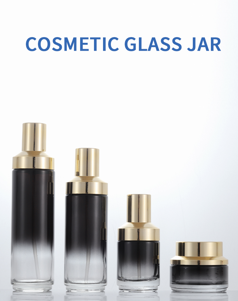 Cosmetic glass jars containers black cream glass jar 50g custom gradual change black color glass packaging