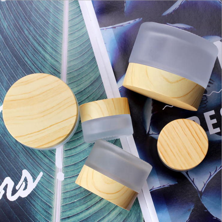 Cosmetic jar bottle in stock 5g 10g 15g 30g 50g Skin Care Glass Wood Grain Cream Jar