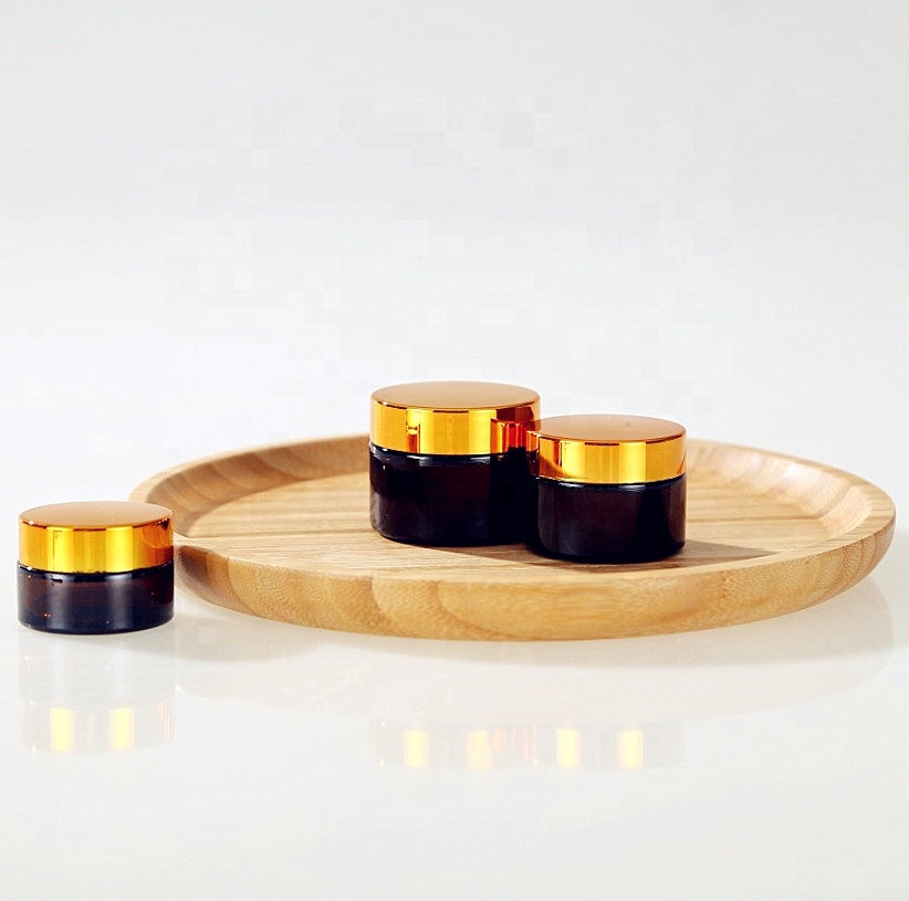 Cosmetic jar gold lid empty jars glass 10 ml 30ml glass jar with cover