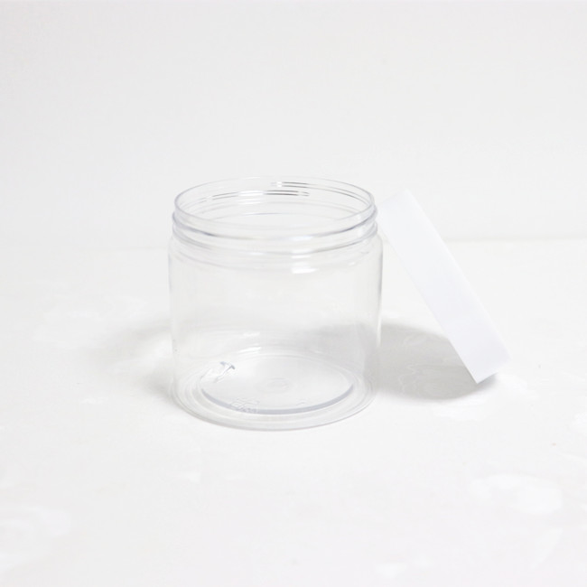 Cosmetic jar plastic black lids 5oz clear PET plastic jar with aluminum foil seal for body scrub