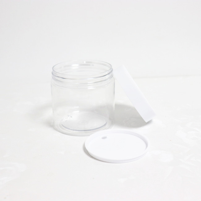 Cosmetic jar plastic black lids 5oz clear PET plastic jar with aluminum foil seal for body scrub