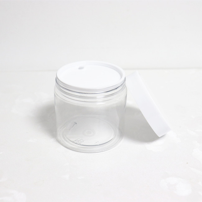 Cosmetic jar plastic black lids 5oz clear PET plastic jar with aluminum foil seal for body scrub
