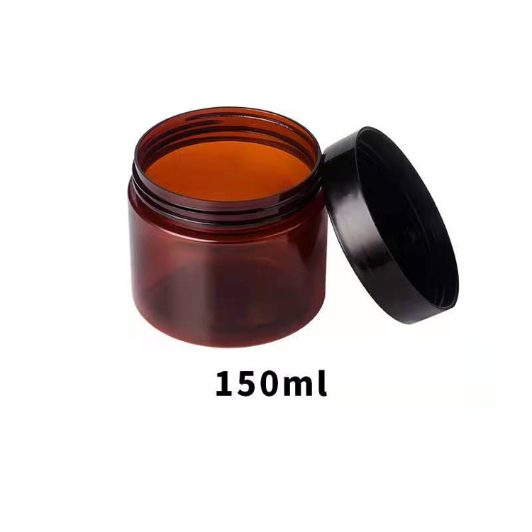 Cosmetic jars 50ml 80ml 100ml 120ml 150ml 180ml lhigh quality wide mouth 8oz tawny plastic dark brown pet with lid amber 6oz jar