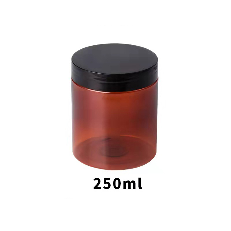 Cosmetic jars 50ml 80ml 100ml 120ml 150ml 180ml lhigh quality wide mouth 8oz tawny plastic dark brown pet with lid amber 6oz jar