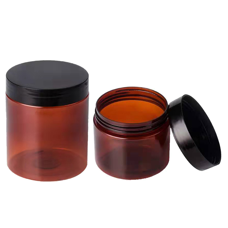 Cosmetic jars 50ml 80ml 100ml 120ml 150ml 180ml lhigh quality wide mouth 8oz tawny plastic dark brown pet with lid amber 6oz jar