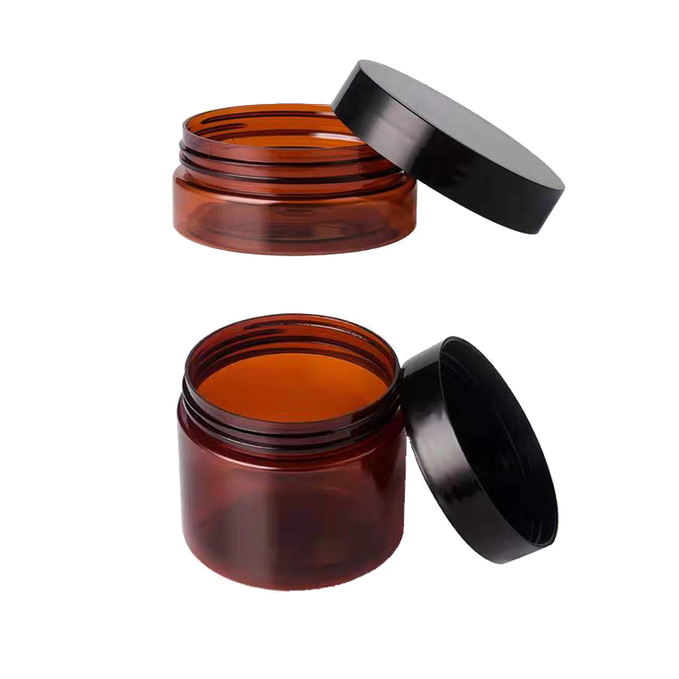 Cosmetic jars 50ml 80ml 100ml 120ml 150ml 180ml lhigh quality wide mouth 8oz tawny plastic dark brown pet with lid amber 6oz jar