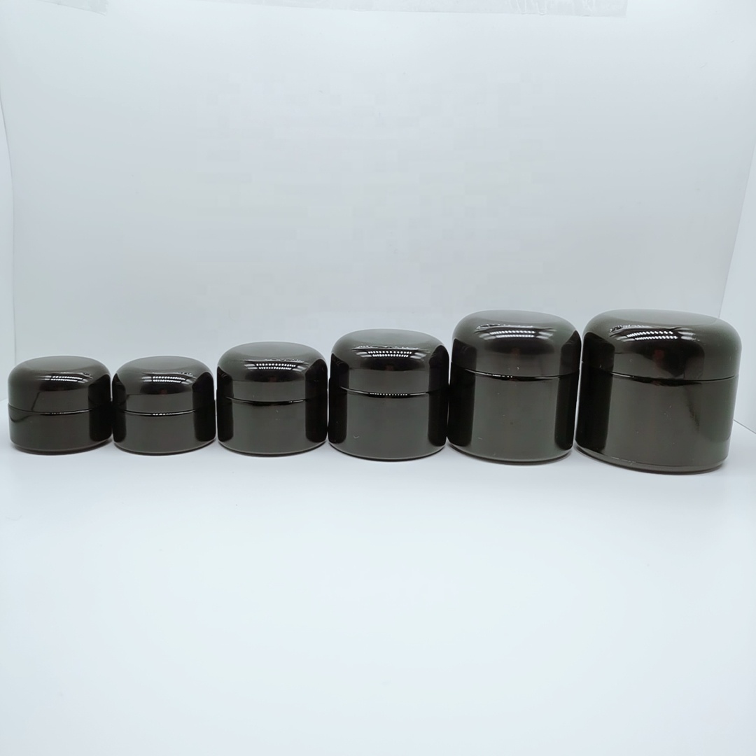 Cosmetic jars glass jar supplier round black glass jar series