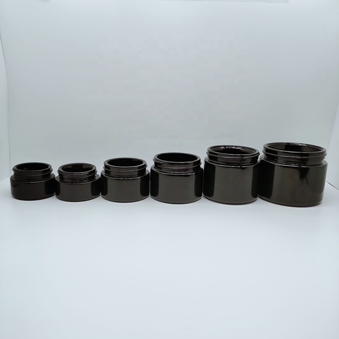 Cosmetic jars glass jar supplier round black glass jar series