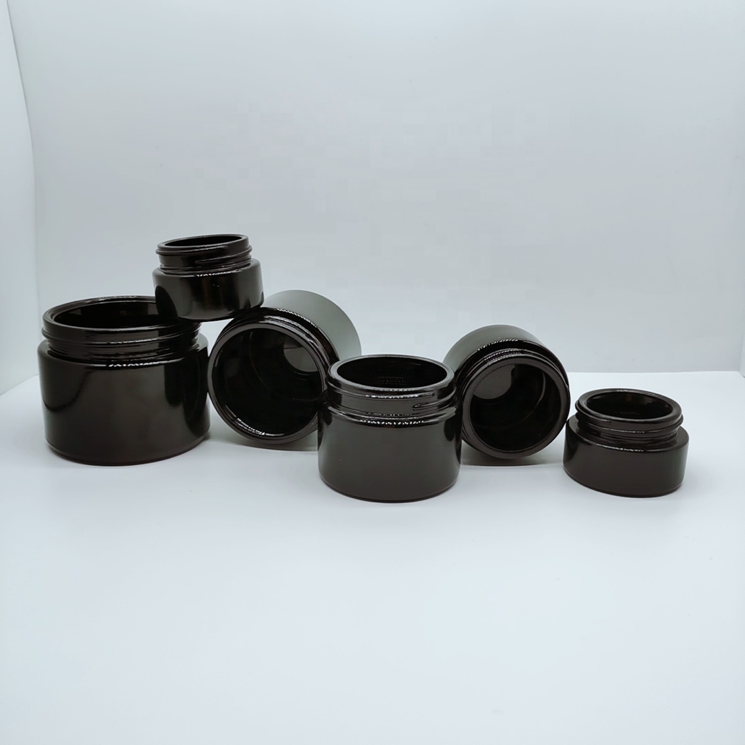 Cosmetic jars glass jar supplier round black glass jar series