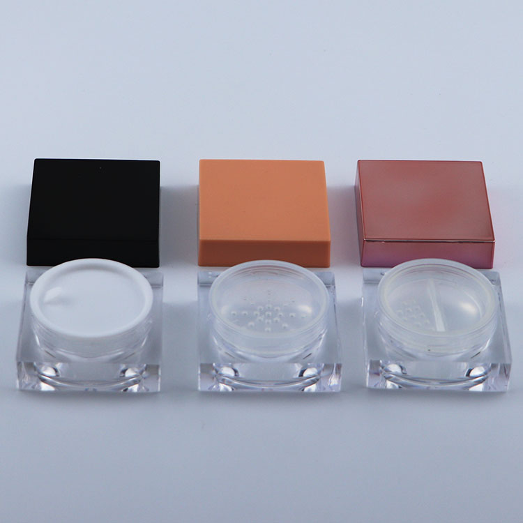 Cosmetic loose powder sifter jar plastic loose powder jars rotating sifter loose powder jar