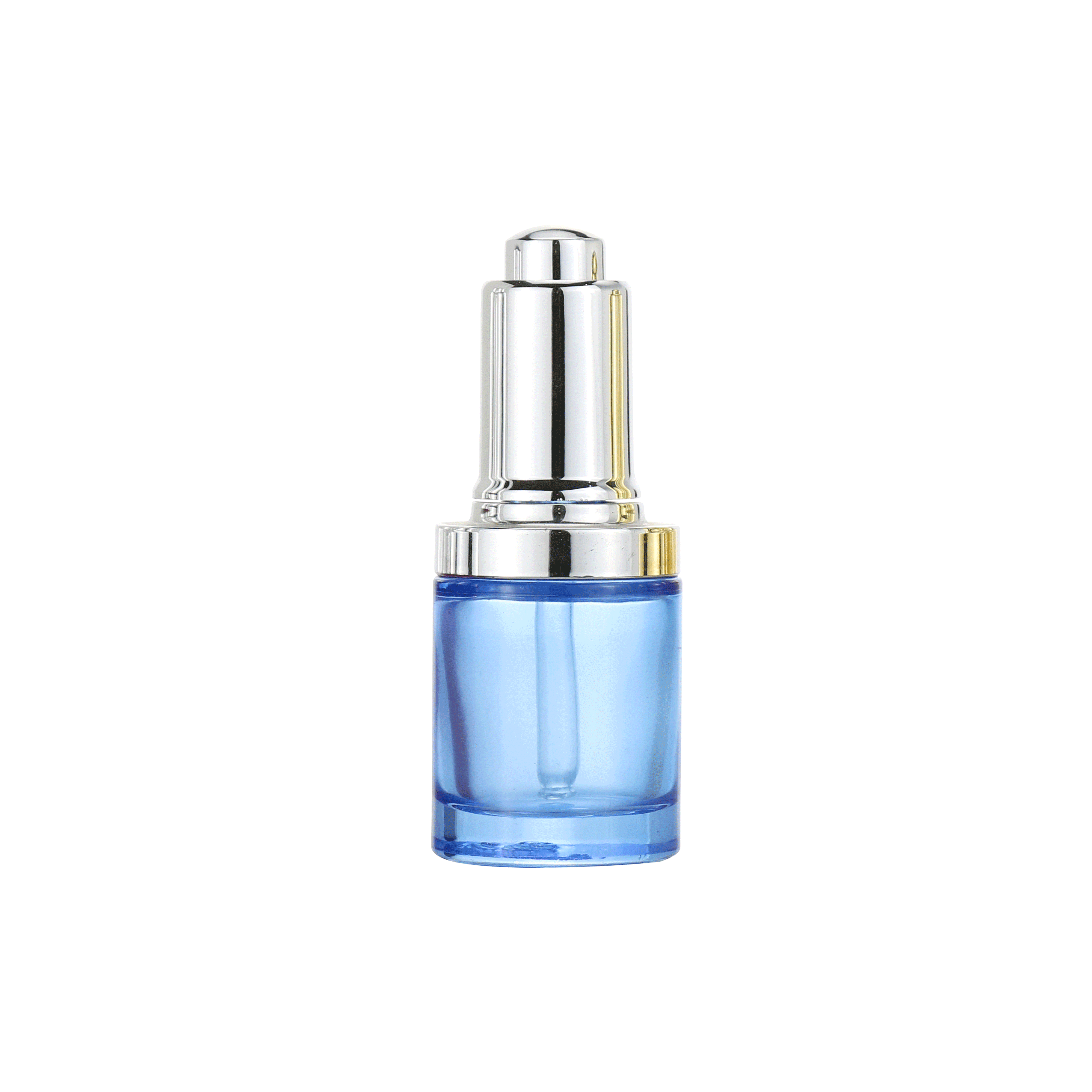 Cosmetic luxury gradient green clear face serum 30ml gold push button press pump dropper bottles glass essential oil dropper