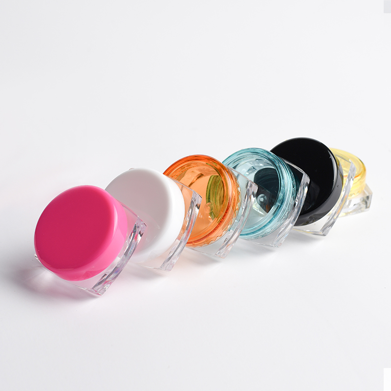 Cosmetic mini container round square 3g 5g square clear plastic jar for cream