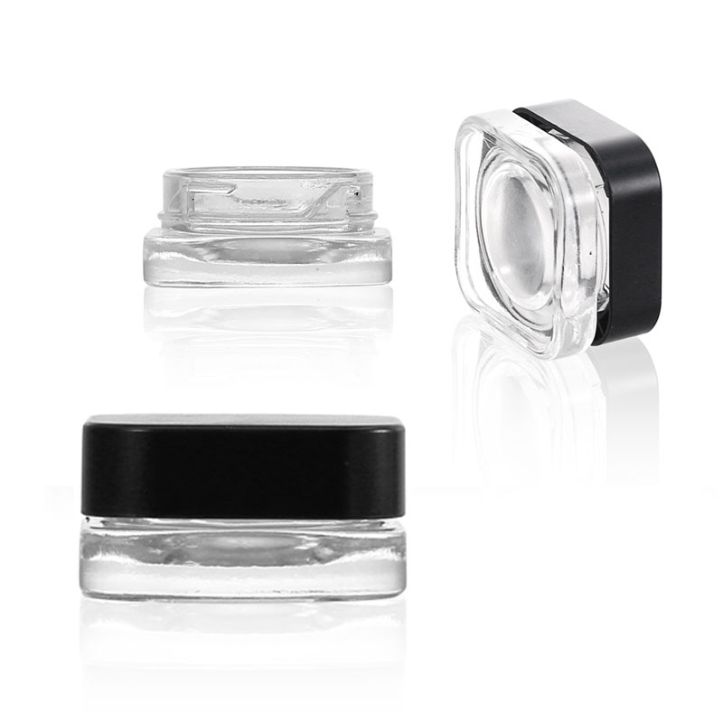 Cosmetic mini jar glass jar with black lid CR screw lid
