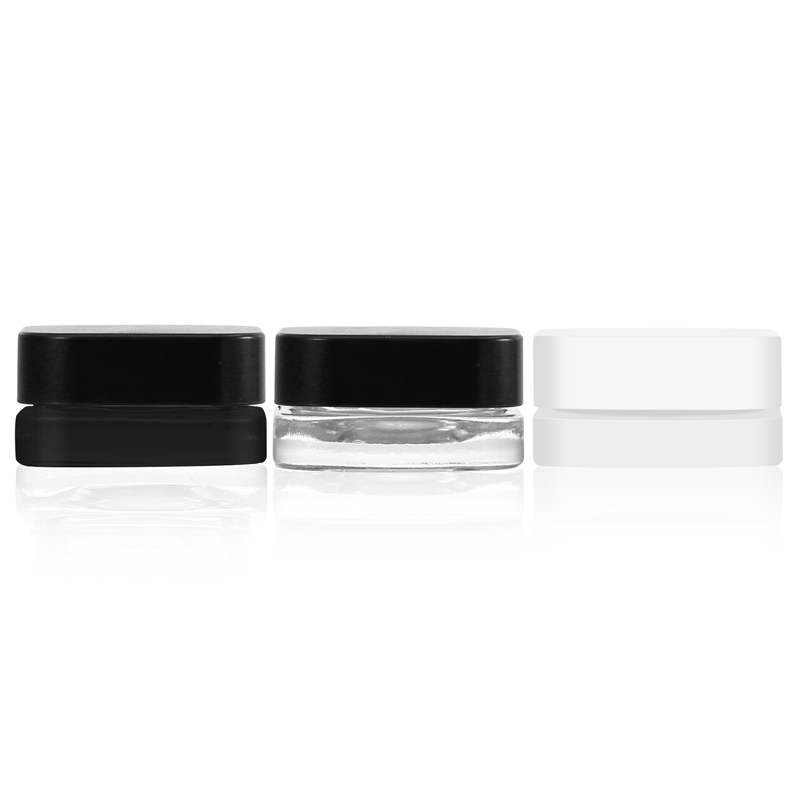 Cosmetic mini jar glass jar with black lid CR screw lid