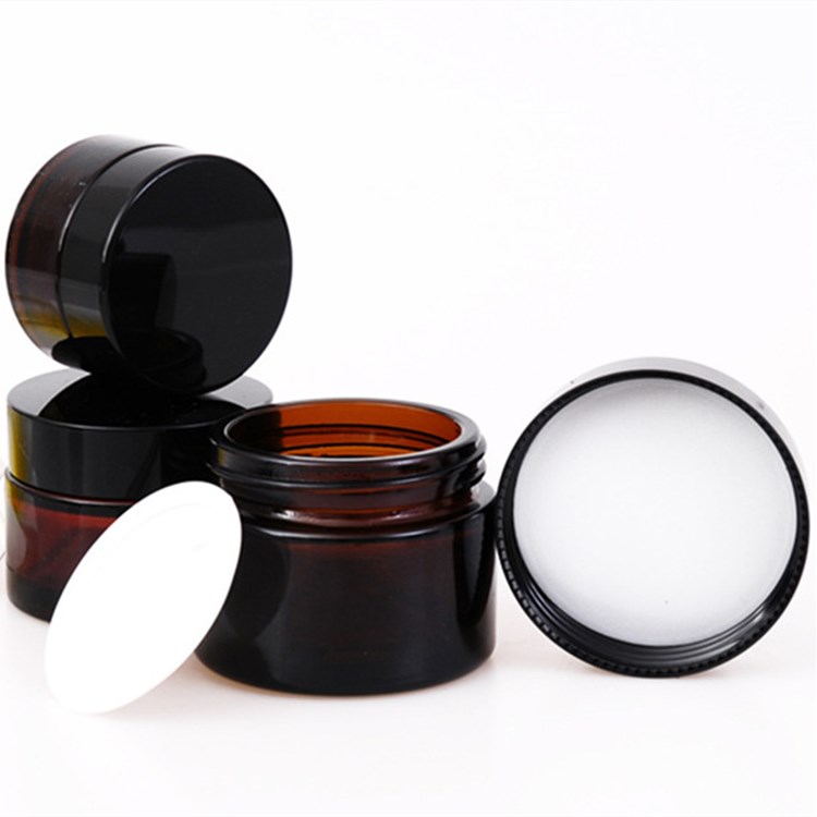 Cosmetic msking bottle,Brown glass amber cosmetics cream glass jars with lid 5g 10g 20g 30g 50g 80g 100g
