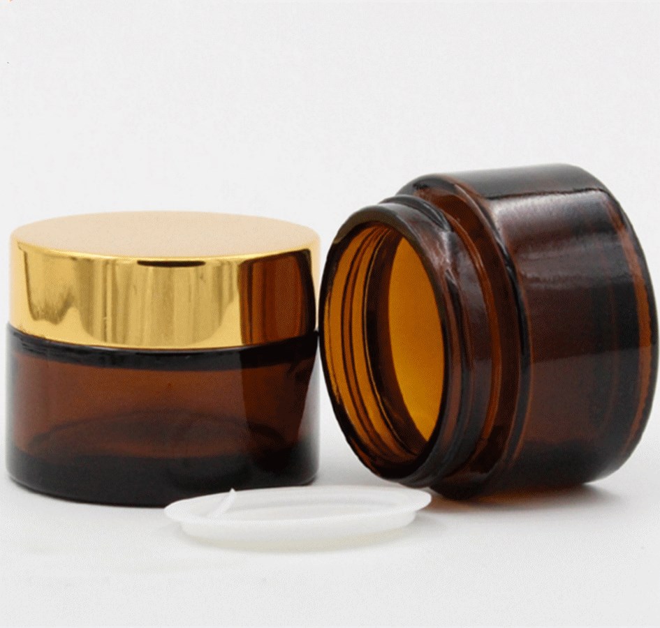 Cosmetic msking bottle,Brown glass amber cosmetics cream glass jars with lid 5g 10g 20g 30g 50g 80g 100g