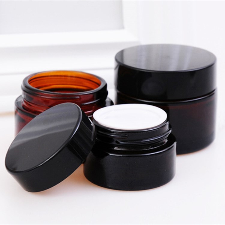 Cosmetic msking bottle,Brown glass amber cosmetics cream glass jars with lid 5g 10g 20g 30g 50g 80g 100g