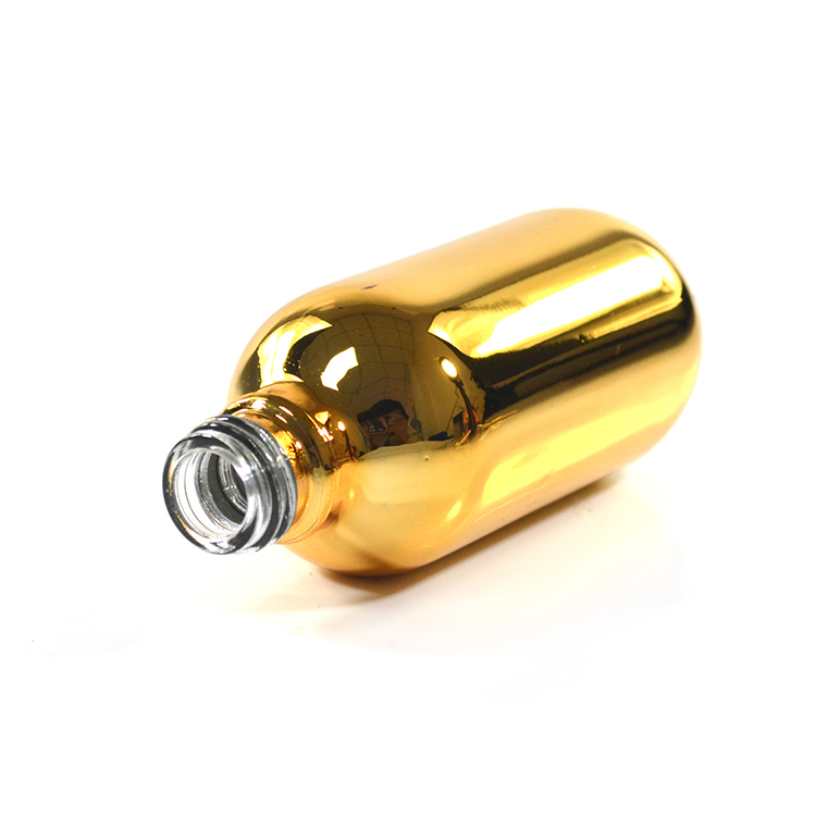 Cosmetic oil 10ml 15ml 30ml 60ml 120ml silver gold plating essential oil glass dropper bottle with gold silver aluminum cap