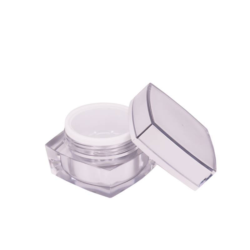 Cosmetic package 15g 30g 50g double wall square gold cosmetic acrylic jar with lid